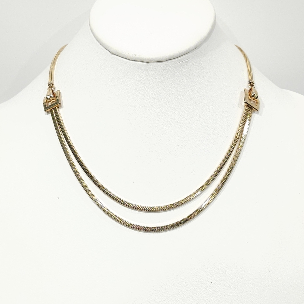 FORSTNER 12K Gold Filled Belt Buckle Chain Vintage Necklace  Double Belt Buckle